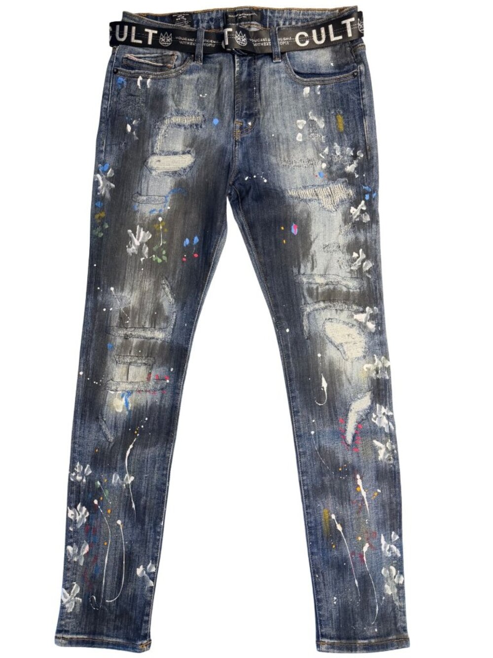 Cult Of Individuality Chaos Punk Super Skinny Distressed Splatter Jeans W34 L32